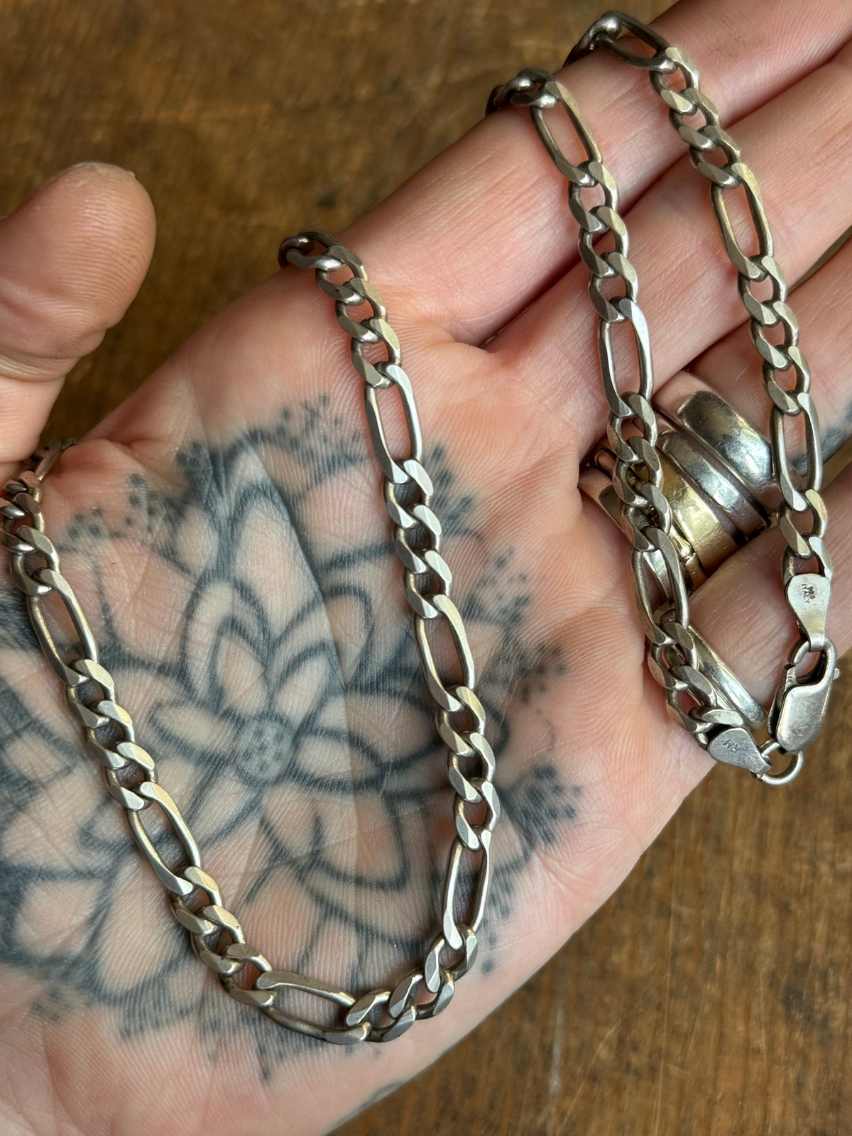 Vintage Sterling Silver 23” Figaro Chain
