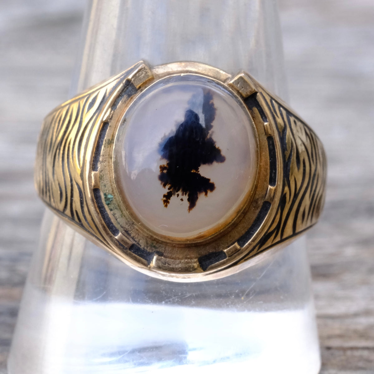 Vintage 10K Gold Filled Agate Horseshoe Ring 11.25