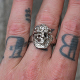 Vintage White Bronze Biker Ring 11.5