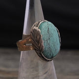 Vintage Sterling Turquoise Feather Ring 5.25
