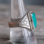 Vintage Sterling Turquoise Stamped Band Ring 9.75