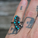 Vintage Sterling Turquoise Cluster Ring 7.75