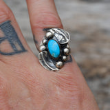 Vintage Sterling Turquoise Feather Ring 5