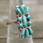 Vintage Sterling Turquoise Cluster Ring 6.75
