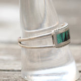 Vintage Sterling Multistone Inlay Band 10.5