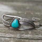 Vintage Sterling Turquoise Feather Cuff