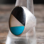 Vintage Sterling Multistone Inlay Ring 10
