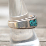 Vintage Sterling Turquoise Inlay Band 9.5
