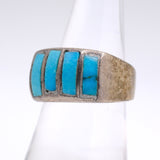 Vintage Sterling Turquoise Inlay Band 6.5