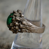 Vintage Sterling Malachite Brutalist Ring 8.5