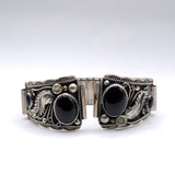 Vintage Sterling Onyx Feather Watch Band