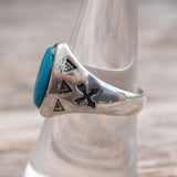 Vintage Sterling Turquoise Stamped Arrows Ring 7.75