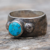 Vintage Sterling Stamped Turquoise Band 7.5