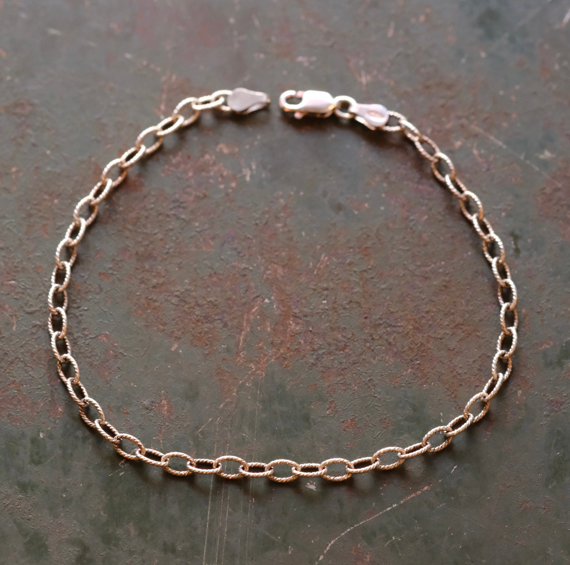 Vintage Sterling Textured Link Chain Bracelet
