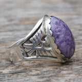 Vintage Sterling Charoite Thunderbird Ring 8