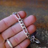 Vintage Sterling Silver Figaro Chain Bracelet 9"