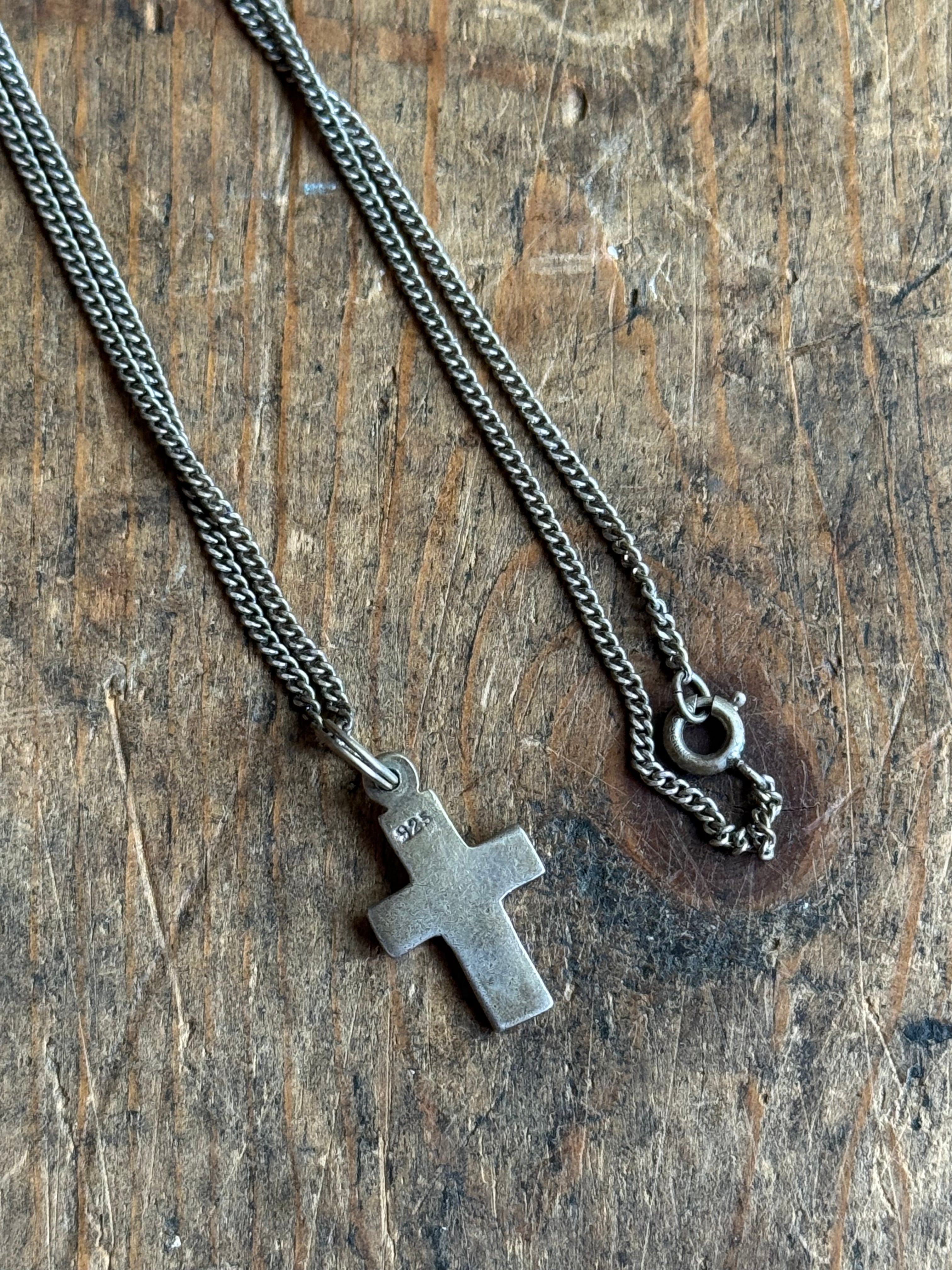 Vintage Sterling Silver Cross Necklace