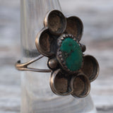 Vintage Sterling Turquoise Floral Ring 7.25