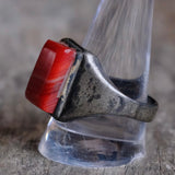 Vintage Sterling Agate Signet Ring 12