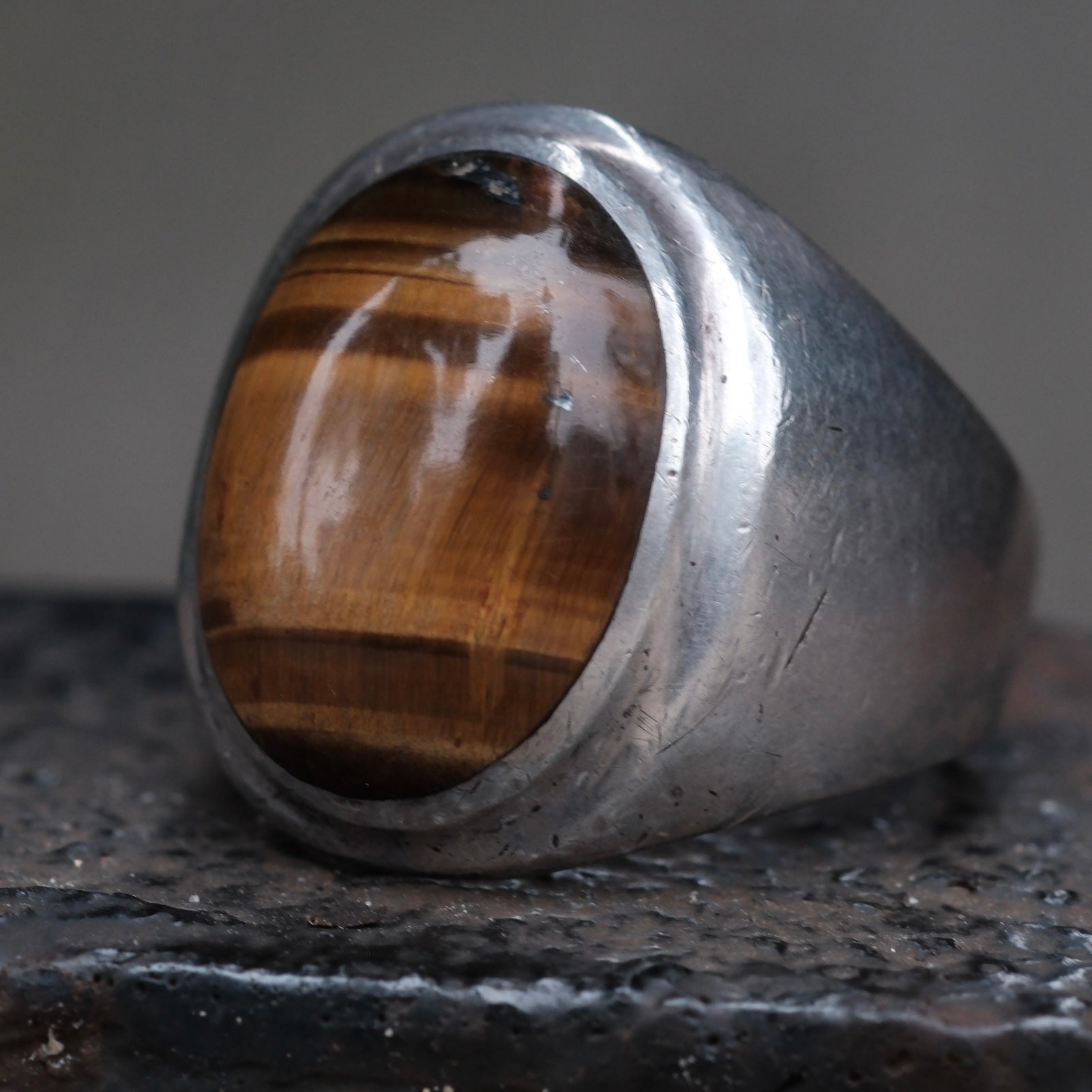 Vintage Sterling Tigers Eye Ring 10.5