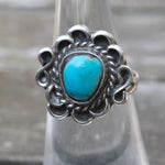 Vintage Sterling Turquoise Roper Ring 5