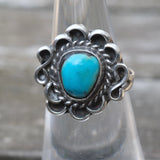 Vintage Sterling Turquoise Roper Ring 5