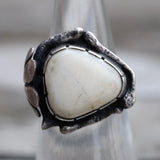 Vintage Sterling Mother Of Pearl Feather Ring 5