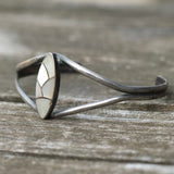 Vintage Sterling Mother Of Pearl Inlay Cuff
