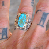 RARE Vintage Sterling Turquoise Thunderbird Ring 9.5