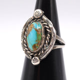 Vintage Sterling Turquoise Roper Ring 5.75