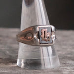Vintage Sterling H Initial Signet Ring 10.75