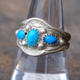 Vintage Sterling 3-Stone Turquoise Ring 9.25