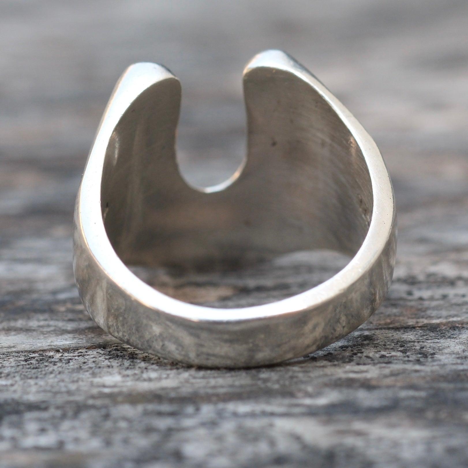 Vintage Sterling Purple Stone Lucky Horseshoe Ring 10.25