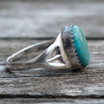 Vintage Sterling Turquoise Stamped Band Ring 7.75