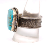 Vintage Sterling Turquoise Textured Ring 10.25