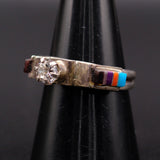 Vintage Sterling Multistone Inlay CZ Ring 8.75