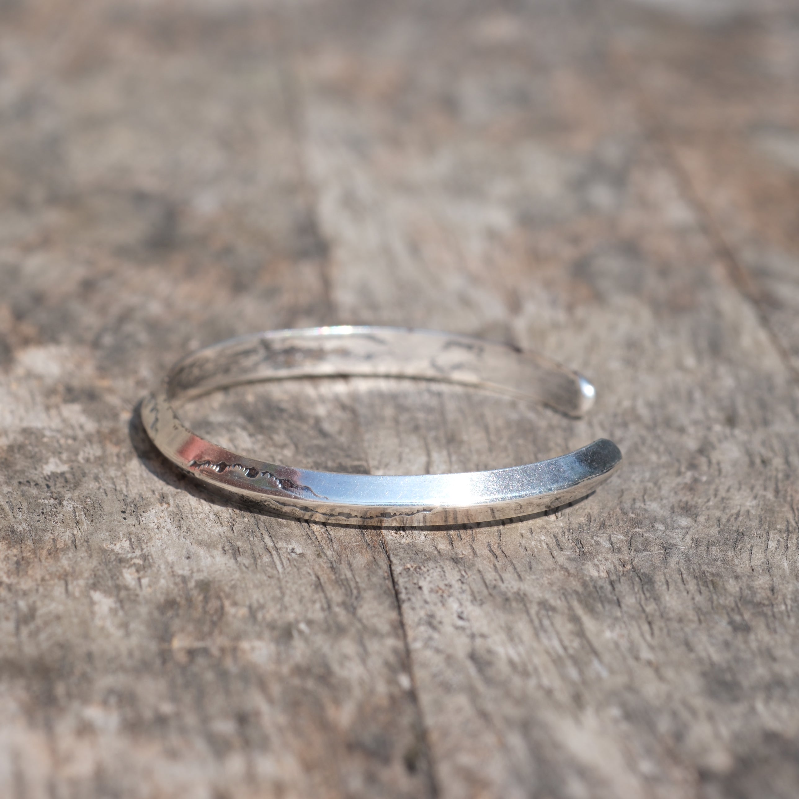 Vintage Sterling Silver Stamped Triangle Cuff