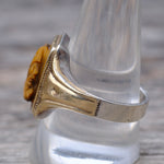 Vintage Sterling and Gold Tigers Eye Signet Ring 10.75