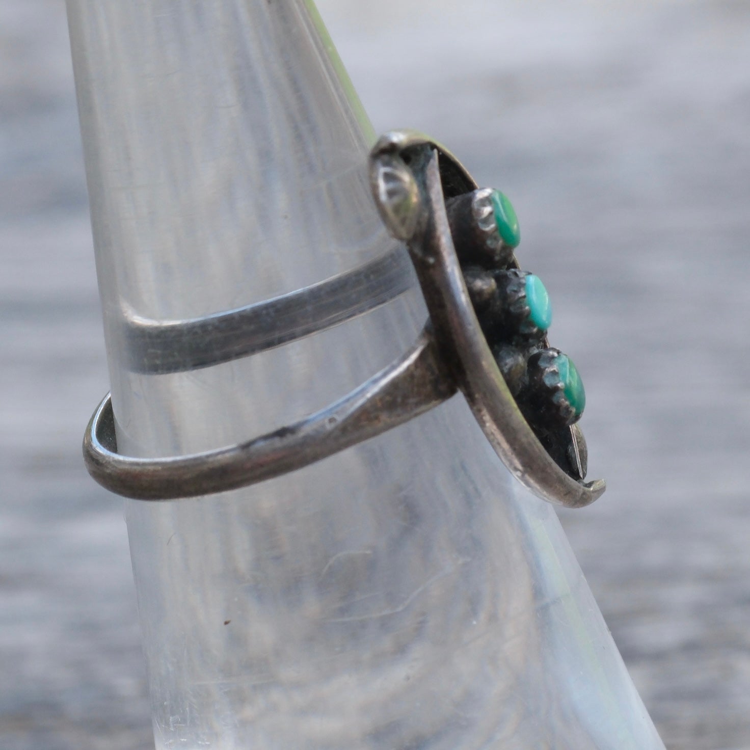 Vintage Sterling 3-Stone Turquoise Ring 4.75