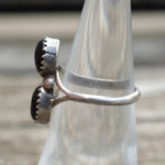 Vintage Sterling Onyx Feather Ring 5.75