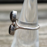 Vintage Sterling Onyx Feather Ring 5.75