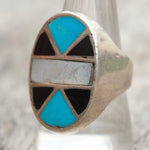 Vintage Sterling Multistone Inlay Ring 9.75