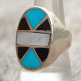 Vintage Sterling Multistone Inlay Ring 9.75