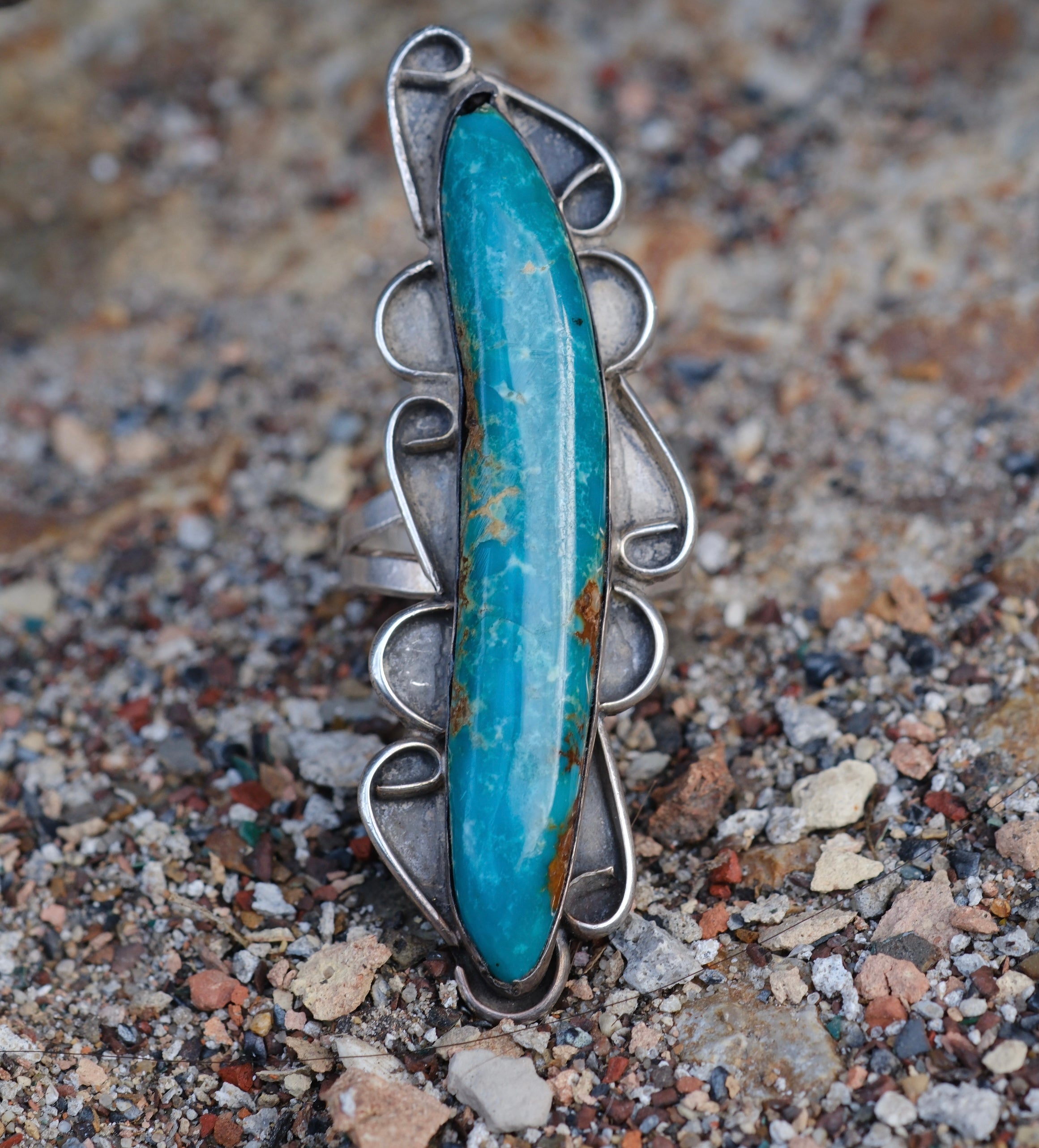 Huge Vintage Sterling Turquoise Ring 9