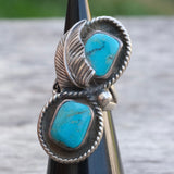 Vintage Sterling Turquoise Feather Ring 3.25