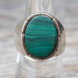 Vintage Sterling Malachite Ring 7.5