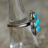 Vintage Sterling Turquoise Cluster Ring 5
