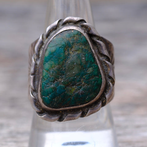 Vintage Sterling Turquoise Stamped Band Ring 8.75