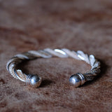 Vintage Sterling Silver Thick Braided Cuff Bracelet 7"