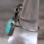 Vintage Sterling Turquoise Feather Ring 7